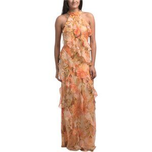 MIKAEL AGHAL Floral Ruffle Gown